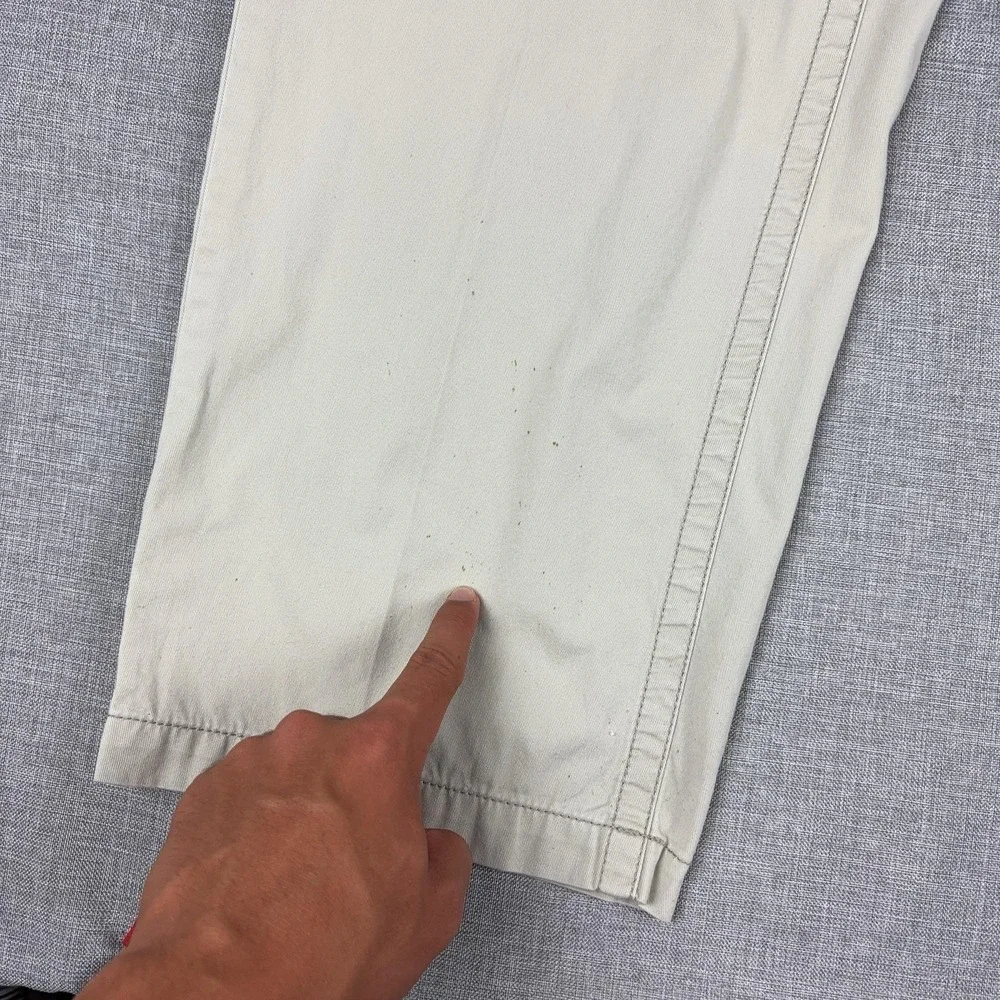 Tommy Bahama Pants Mens 38x30 Beige Chino Relaxed Fit Flat Front Marlin Logo